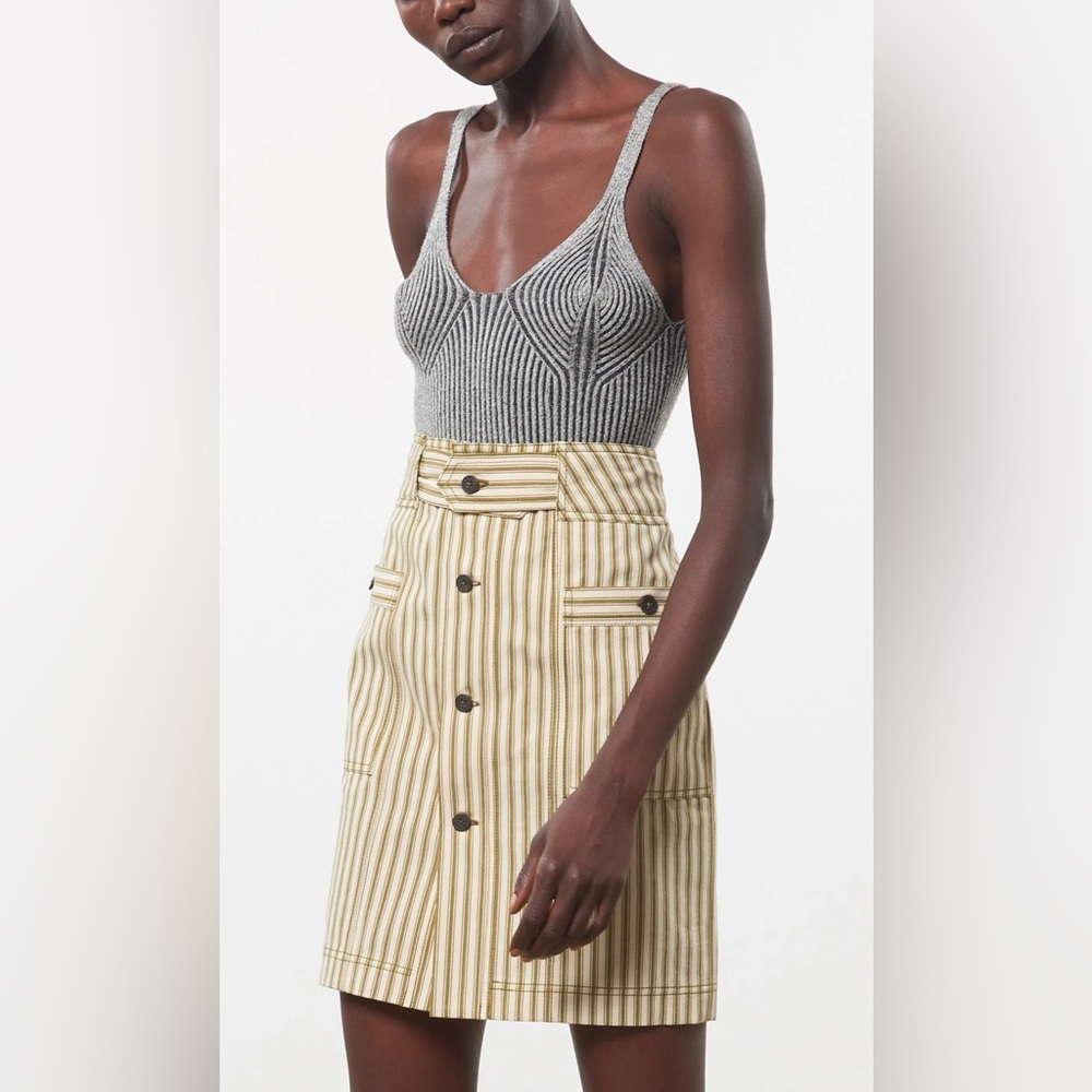 MARA HOFFMAN High Waist Striped Organic Cotton and Tencel Skirt NWT Size 4